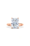 Hautecarat Radiant Cut Lab Created Diamond 18k Gold Ring In 18k Rose Gold