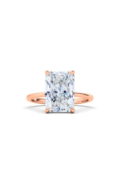 Hautecarat Radiant Cut Lab Created Diamond 18k Gold Ring In 18k Rose Gold