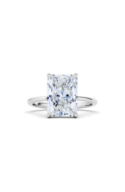 Hautecarat Radiant Cut Lab Created Diamond 18k Gold Ring In 18k White Gold