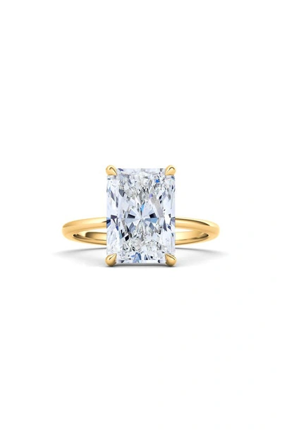 Hautecarat Radiant Cut Lab Created Diamond 18k Gold Ring In 18k Yellow Gold