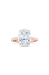 Hautecarat Oval Cut & Pavé Lab Created Diamond 18k Gold Ring In 18k Rose Gold