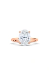 Hautecarat Oval Cut Lab Created Diamond 18k Gold Ring In 18k Rose Gold