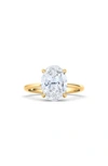 Hautecarat Oval Cut Lab Created Diamond 18k Gold Ring In 18k Yellow Gold