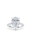 Hautecarat Pear Cut & Pavé Lab Created Diamond 18k Gold Ring In 18k White Gold