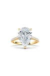 Hautecarat Pear Cut & Pavé Lab Created Diamond 18k Gold Ring In 18k Yellow Gold