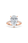 Hautecarat Pear Cut & Pavé Lab Created Diamond 18k Gold Ring In 18k Rose Gold