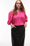Topshop Curve Off The Shoulder Top In Pink