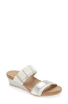 Naot Royalty Slide Sandal In Soft White/soft Silver