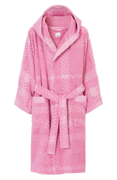 Burberry Check-pattern Cotton Robe In Pink