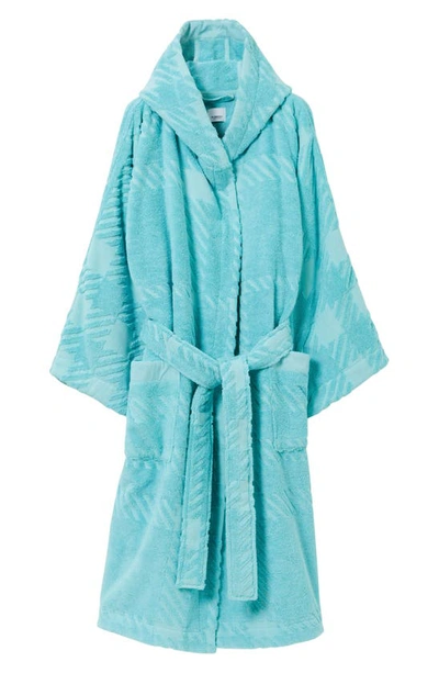 Burberry Check-pattern Cotton Robe In Bright Blue Topaz