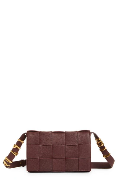 Bottega Veneta Cassette Intrecciato Leather Crossbody Bag In Penny-gold