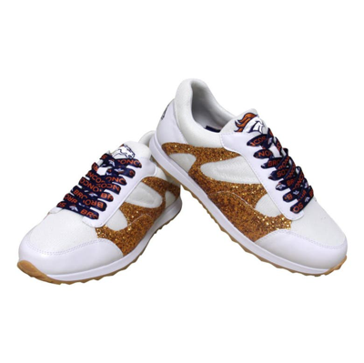 Cuce White Denver Broncos Glitter Sneakers In Orange