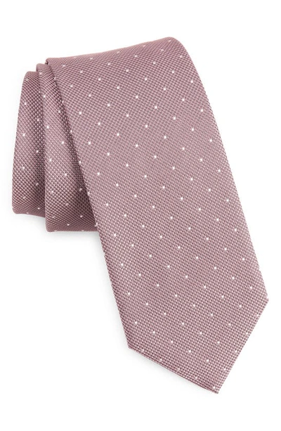 Hugo Boss Pure-silk Tie With Jacquard-woven Dot Pattern In Light Pink
