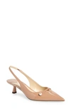 Jimmy Choo Amita 45 Slingback Pumps In Patent And Nappa Leather In Ballet Pink