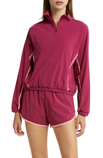 Outdoor Voices Lightspeed Quarter Zip Pullover In Beautyberry/ Conch Shell
