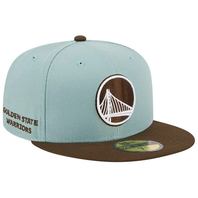 New Era Men's  Light Blue, Brown Golden State Warriors Two-tone 59fifty Fitted Hat In Light Blue,brown
