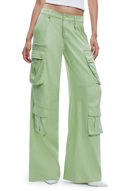 Alice And Olivia Joette Wide Leg Cargo Pants In Green Tea