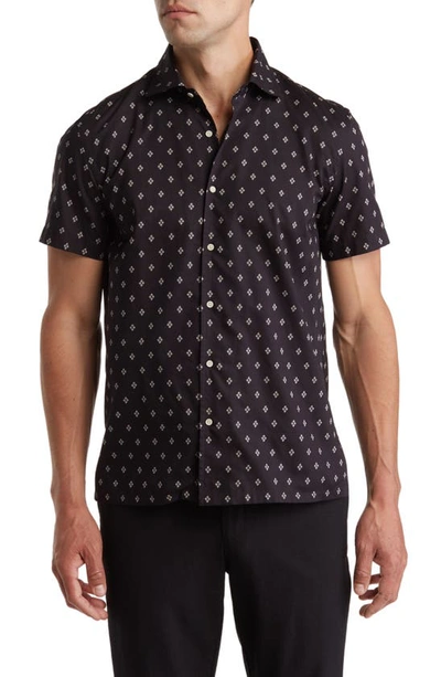 Ralph Lauren Purple Label Capri Geometric Print Cotton Twill Shirt In Black Tan