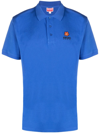 Kenzo Logo-embroidered Cotton Polo Shirt In Blue