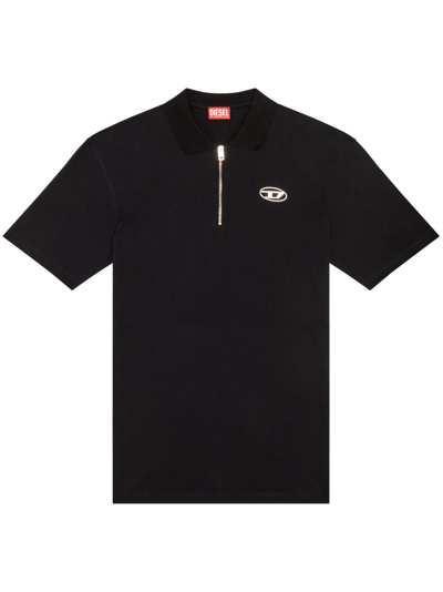 Diesel T-vor Cotton-jersey Polo Shirt In Nero