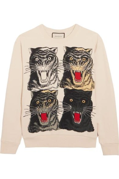 Gucci Printed Cotton-jersey Sweatshirt In Natural