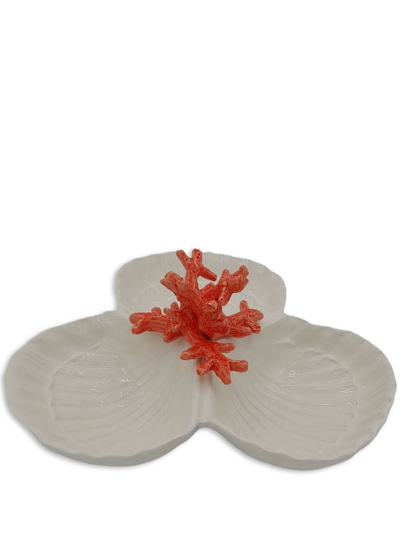 Les-ottomans Coral Porcelain Starter Plate In Multicolor