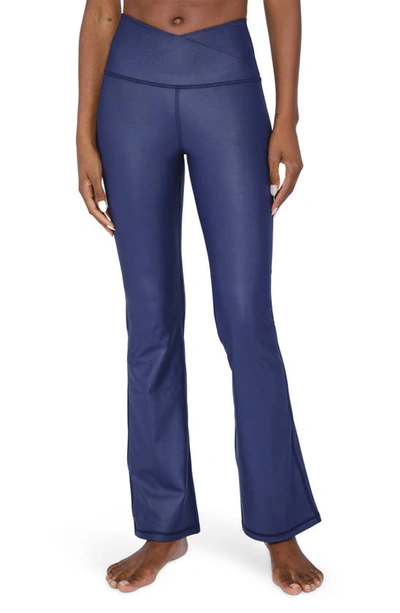 90 Degree By Reflex Interlink Flared Yoga Pants In Evening Blue