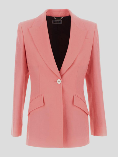 Versace All-over Logo Informal Jacket In Pink