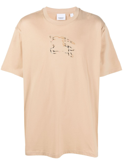 Burberry Padbury Logo Cotton T-shirt In Beige