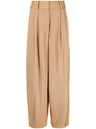 By Malene Birger Pleated High-waisted Trousers In Beige