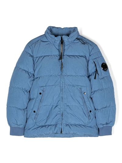 C.p. Company Kids' Logo-plaque Padded Jacket In Blue