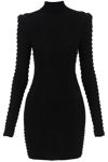Balmain Long-sleeve Textured Minidress In Noir (black)