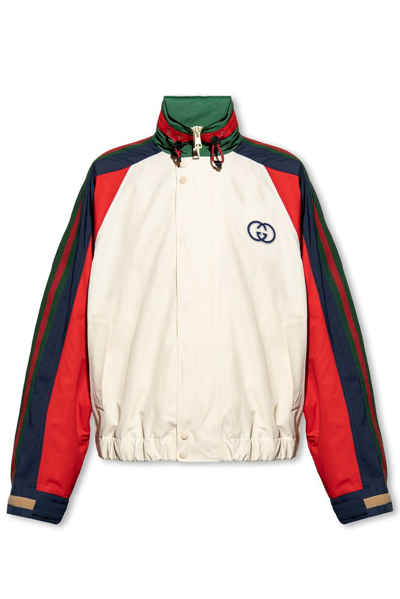 Gucci Web Stripe Logo Patch Track Jacket In White