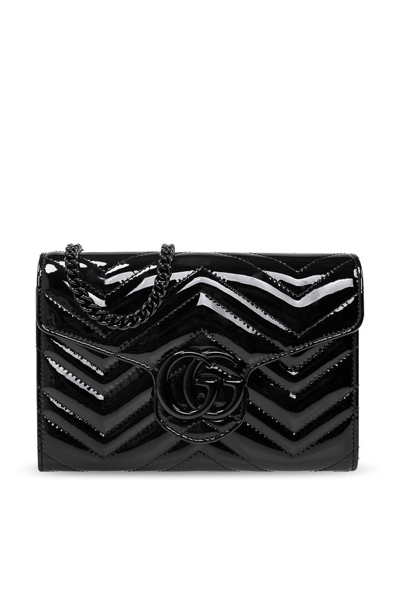Gucci Gg Marmont 2.0 Mini Chained Wallet In Black