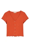 Madewell Rib Button Front V-neck T-shirt In Salvaged Barn