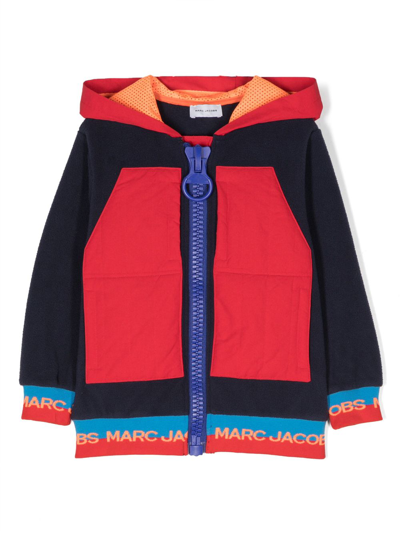 Marc Jacobs Kids' Colour-block Zip-up Hoodie In Blue