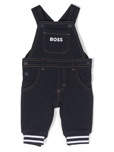 Bosswear Babies' Logo-print Denim Dungarees In Blue