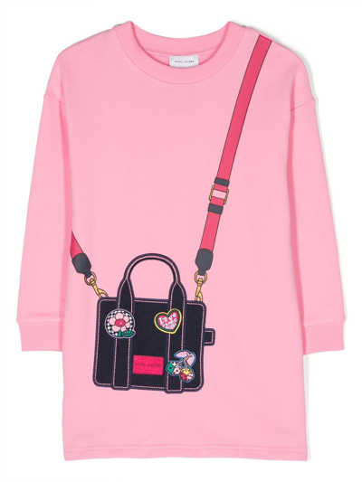 Marc Jacobs Kids' 印花棉质平纹针织连衣裙 In Pink