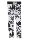 Dkny Grafitti Logo-print Leggings In Black