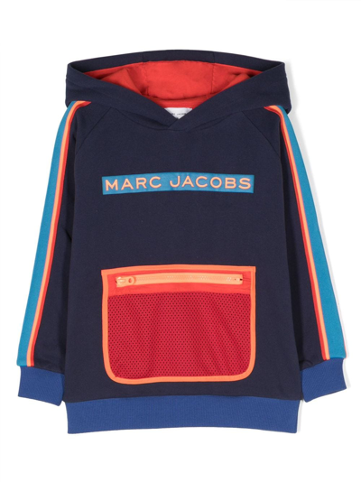 Marc Jacobs Kids' 拼色logo印花连帽衫 In Blue