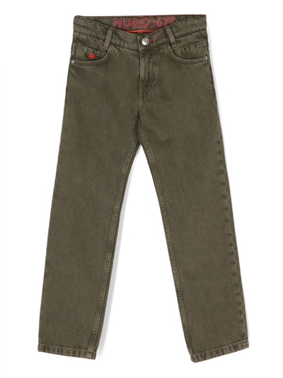Hugo Kids' Straight-leg Cotton Jeans In Green
