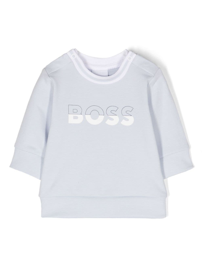 Bosswear Babies' Logo-print Long-sleeve Sweatshirt In Blue