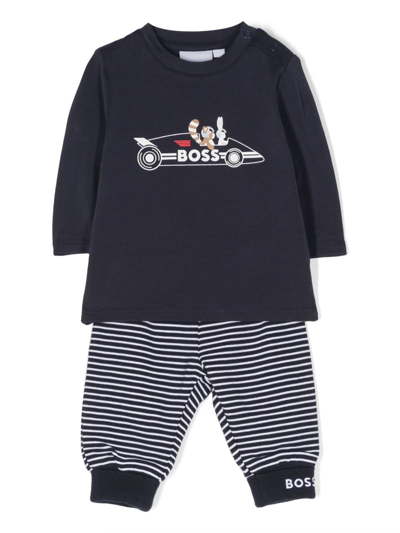 Bosswear Babies' Graphic-print Trousers Set In Blue