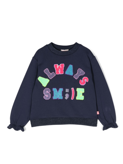 Billieblush Kids' Always Smile-patch Sweatshirt In Blue