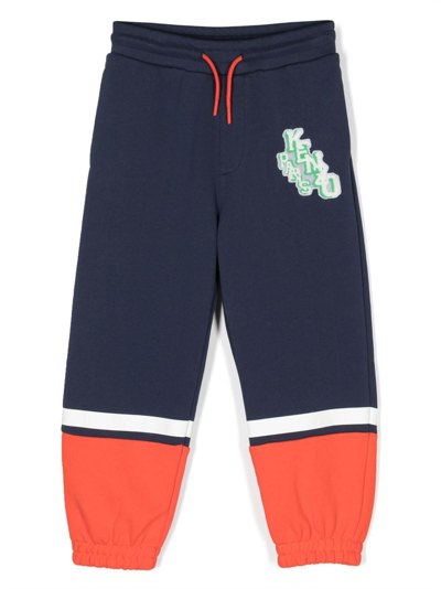 Kenzo Kids' Logo贴片棉质运动裤 In Blue