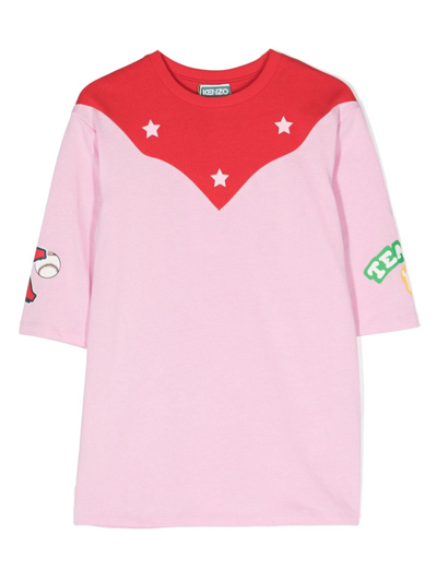 Kenzo Kids' Panelled-design Dress In Pink