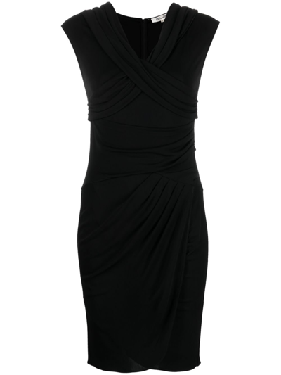 Diane Von Furstenberg Off-shoulder Draped Mini Dress In Black