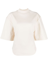 Attico Open-back Cotton T-shirt In Neutrals