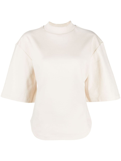 Attico Open-back Cotton T-shirt In Bianco