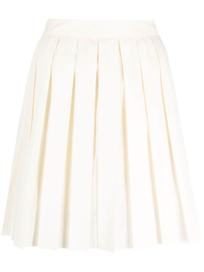 Moncler Pleated Taffeta Skirt In Neutrals